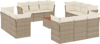 vidaXL Set Sof&aacute;s De Jard&iacute;n Con Cojines 13 Pzas Rat&aacute;n Sint&eacute;tico Beige Vidaxl