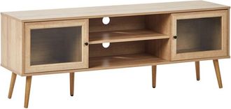 Beliani Beliani - Mueble para tv con 2 puertas de vidrio tablero de partículas patas de madera de pino madera clara Albany