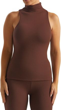 Naked Wardrobe Sleeveless Mock Neck Top in Chocolate at Nordstrom, Size Medium