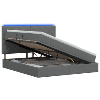 vidaXL Cama De Almacenamiento Led Con Colch&oacute;n Gris Oscuro 140 X 200 Cm Vidaxl