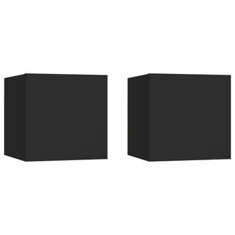 vidaXL Vidaxl - Mesitas De Noche 2 Uds Madera Ingenier&iacute;a Negro 30,5x30x30 Cm