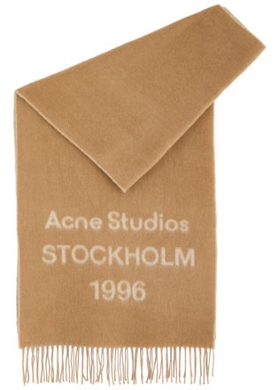 Acne Studios Venus 1996 Logo-intarsia Wool Scarf - Camel - One Size