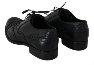 Dolce & Gabbana Mens Dark Blue Leather Wingtip Oxford Dress Shoes