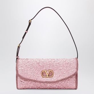 Valentino Small DeVain bag in pink cloqu&eacute; jacquard fabric