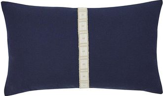 Ballard Designs Applique Trim Sunbrella Outdoor Pillow Cover - Canvas Navy 12 x 20 - Ballard Designs