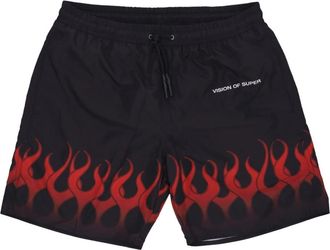 Vision Of Super Flames Zwemshorts Zwart/Rood - Heren - Strandmode - Zwart - L - Polyester - Badmode