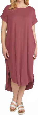 Entro Ribbed Pocket Midi Dress In Marsala