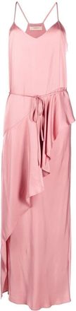 Twin-Set satin-finish long dress - women - Viscose/Polyester - 42 - Pink