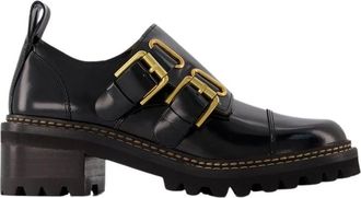 See By Chlo&eacute; Zwarte Geborsteld Leren Mallory Laarzen - Dames - Loafers - Zwart - 36 EU - Leer - Schoenen