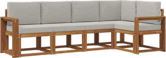 vidaXL Conjunto De Sof&aacute;s De Exterior 5 Uds. Gris Natural Y Claro Vidaxl