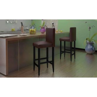 vidaXL Vidaxl - Taburetes De Cocina 6 Unidades Cuero Sint&eacute;tico Marr&oacute;n Oscuro