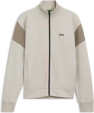 BOSS Zippered cotton-blend sweatshirt with contrast inserts