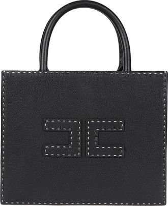 Elisabetta Franchi Tassen, Dames, Zwart, ONE Size, Leer, Stijlvolle Schoudertas