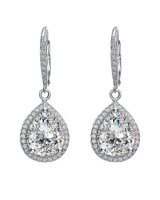 Genevive Silver Cz Drop Earrings