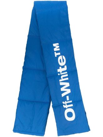 Off-white logo-print padded scarf - men - Polyester/Polyester - One Size - Blue