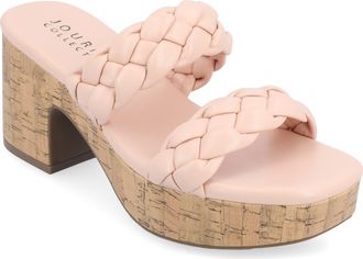 Journee Collection Kyaa Vegan Leather Platform Sandal in Blush at Nordstrom Rack, Size 7.5