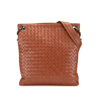 Bottega Veneta Pre-owned Cross Body Bags, female, Brown, Size: ONE SIZE Pre-owned Woven Crossbody Bag