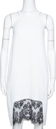 Just Cavalli White Crepe Lace Trim Sleeveless Shift Dress