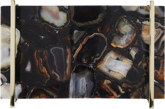 Fifty Five South Grosses, edles Tablett Bowerbird aus echtem Achatstein 28 x 41 cm - Black