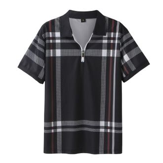 Generic Mens Polo Shirts Short Sleeve,Summer Ribbed Tipping Collar Pk Tshirts Top for Men UK 5XL Cotton T XXXL Sleeve Large Gym Tops B-Black