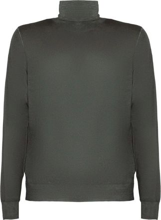 Fedeli Truien & Vesten, Heren, Groen, L, Wol, Groene Merinowol Coltrui Trui