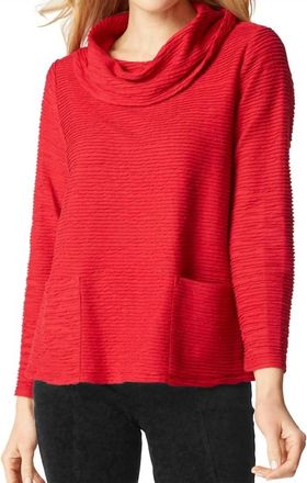 Habitat Ripple Cowl Neck Top In Ruby