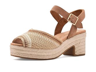 Toms Isla Peep Toe Womens Sandals Dark Beige : 8.5 B - Medium, Synthetic