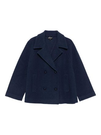Emporio Armani Womens Wool Single-breasted Coat - Dark Blue - Size EU 42 (Womens)