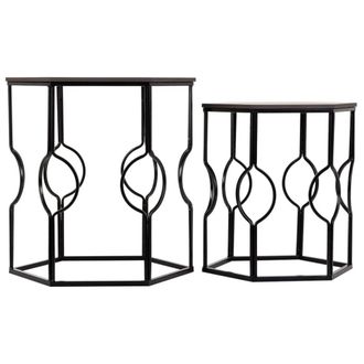 Wanderlust Deco Set 2 mesas auxiliares de hierro y mdf