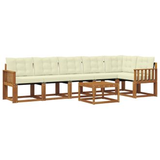 vidaXL Conjunto De Sof&aacute;s De Exterior Con Coj&iacute;n 7 Pcs Natural Y Crema Vidaxl