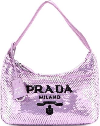 Prada Re-Edition 2000 Sequins Mini hobo bag - Paars