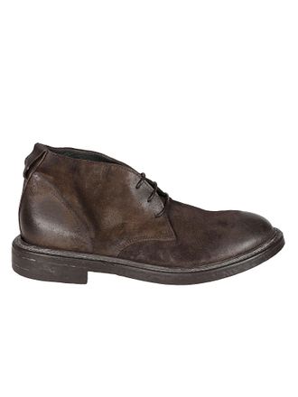 Moma Mid-Brown Calf Leather Ankle Boots with Lace-Up Detail