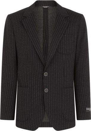 Dolce & Gabbana Gestreept Jersey Blazer - Heren - Blazers - Zwart - 2XL - Nylon - Jassen
