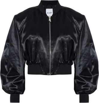 The Attico Black Solid Mock Collar Jacket