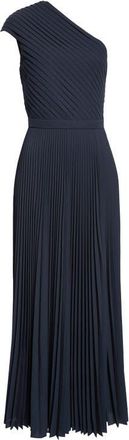 Michael Kors Pleated Georgette One-Shoulder Gown in Midnight at Nordstrom, Size 10