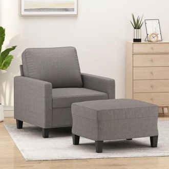 vidaXL Sill&oacute;n Con Taburete Tela Gris Taupe 60 Cm Vidaxl
