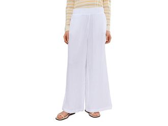 L.L.Bean Cloud Gauze Wide Leg Pants Womens Clothing White : SM 28, Cotton