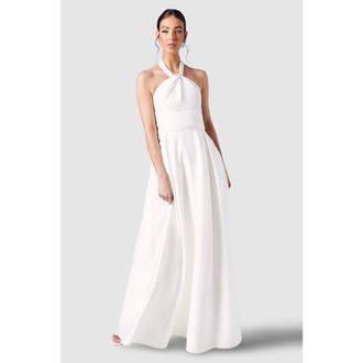 Coast Satin Halterneck Wedding Dress in Ivory at Nordstrom, Size 12