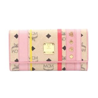 MCM Pre-owned Wallets, female, Beige, Size: ONE SIZE Pre-owned Visetos Long Wallet