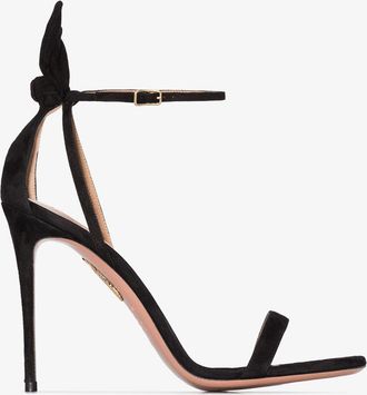 Aquazzura Deneuve 105 Suede Bow Sandals - Womens - Leather