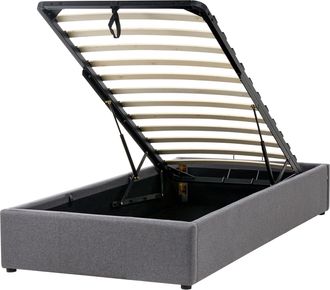 Beliani Cama Con Somier De Poli&eacute;ster Gris Oscuro 90 X 200 Cm Sin Cabecero Almacenaje Dinan