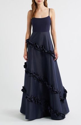 LIKELY Arissa Ruffle Ballgown in Navy at Nordstrom, Size 10