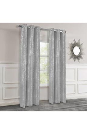 Dainty Home Artistic Set of 2 Metallic Textured Thermal Insulated Blackout Curtain Panels in Silver at Nordstrom Rack