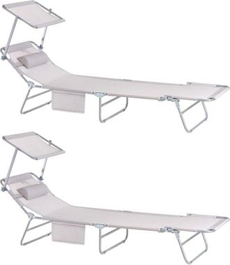 SoBuy SoBuy Set of 2 Chair Sun Lounger with Adjustable Sun Shade and Backrest,OGS48-MIx2
