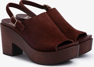 Pedro Garcia Sling balck sandal in dark wood with studs in burgundy suede | Daura | Spring Summer 26 | PEDRO GARCIA