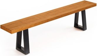 Bazar Bizar Banco de madera de teca reciclada en marr&oacute;n 220x30x46 cm