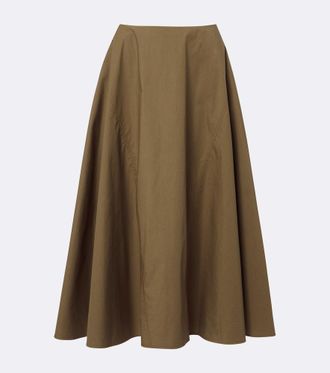 Tory Burch Cotton-blend poplin midi skirt