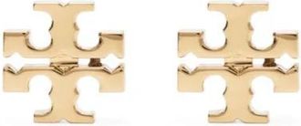 Tory Burch Double T Oorknopjes - Dames - Oorbellen - Beige - ONE Size - Accessoires