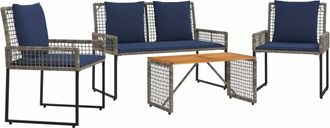 vidaXL Juego De Muebles De Exterior Con Coj&iacute;n Acero Vidaxl