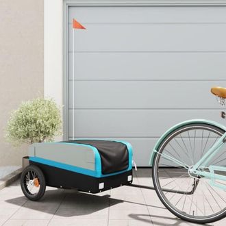 vidaXL Vidaxl - Remolque Para Bicicleta Hierro Negro Y Azul 30 Kg